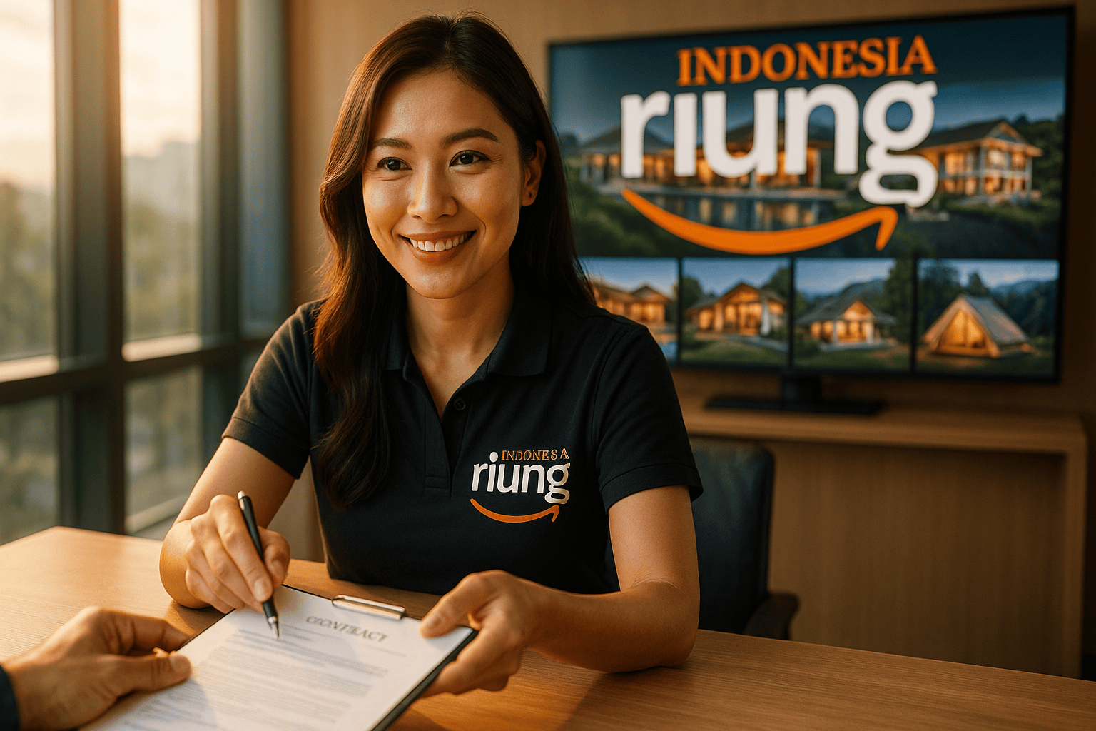 Suasana kantor Riung Indonesia menekankan kerja sama tim solid untuk pelayanan wisata profesional.