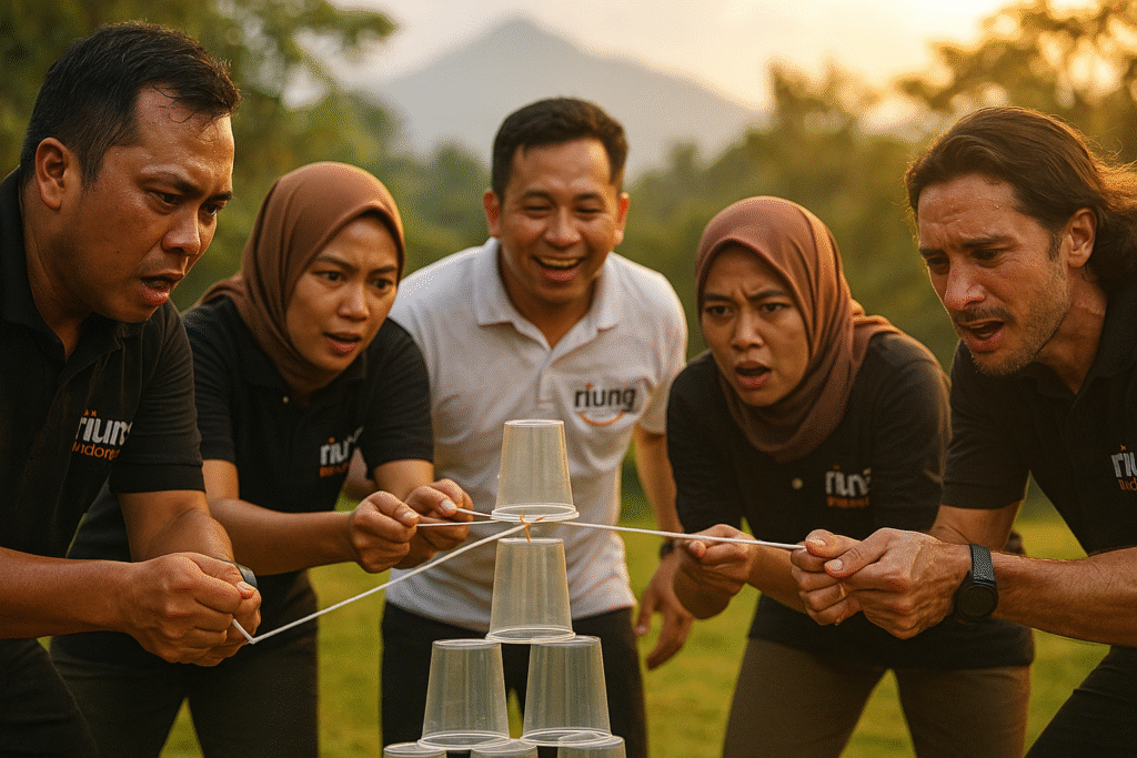 Lokasi team building di Puncak dengan venue hotel, villa, dan camping ground