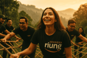 Outbound Bogor Puncak Sentul gathering outing membangun semangat kolaborasi serta kebersamaan dalam tim.