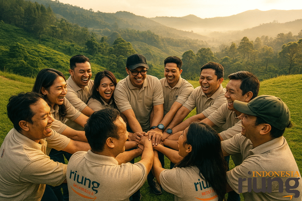 Permainan team challenge di lapangan Hotel Bukit Indah Puncak