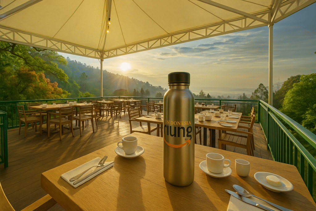 Area restoran dan sarapan di Hotel Bukit Indah Puncak