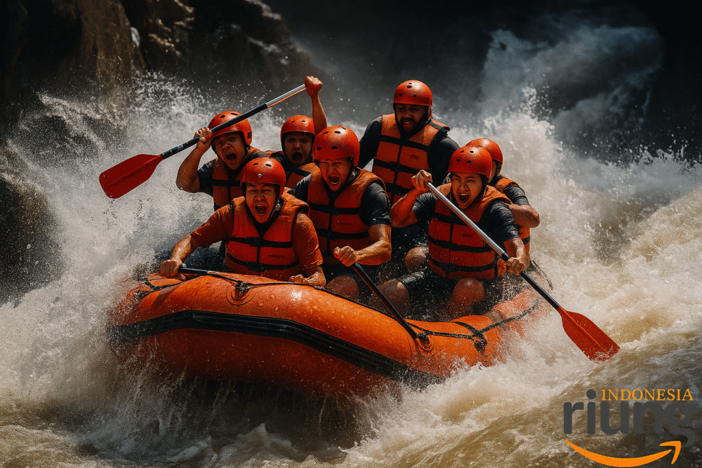 Peserta melewati jeram grade III di Sungai Citarik