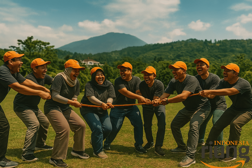 Fasilitas kolam renang dan taman Hotel Bukit Indah Puncak