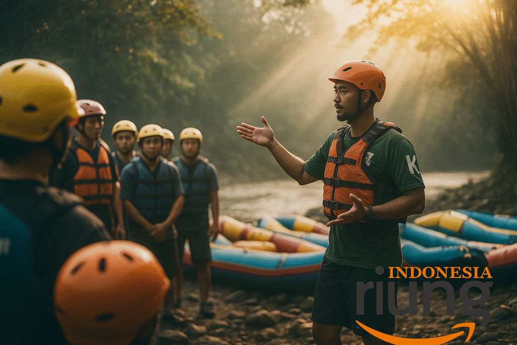 Peserta menikmati arung jeram di Sungai Citatih Sukabumi