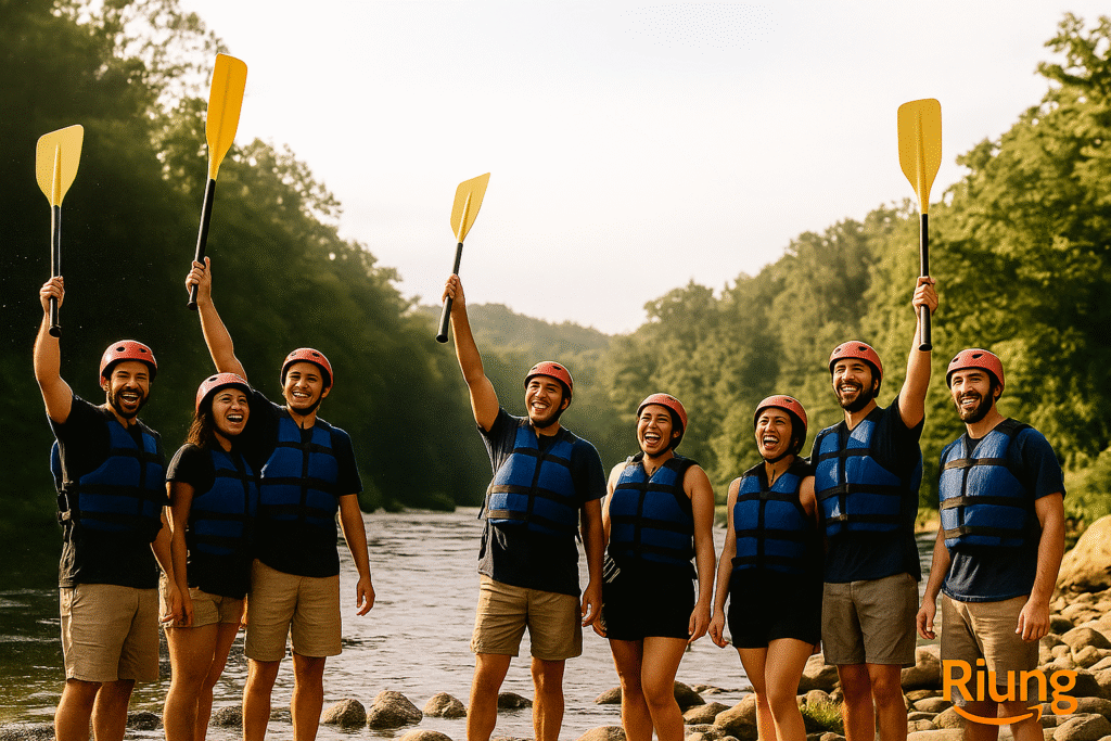 Tim outbound bersiap di tepi Sungai Citatih