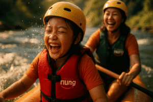 Rafting Cisadane outbound Bogor Puncak Sentul gathering outing menghadirkan suasana penuh semangat.