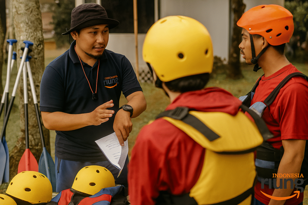 Tim pemandu rafting profesional di Sungai Citarik