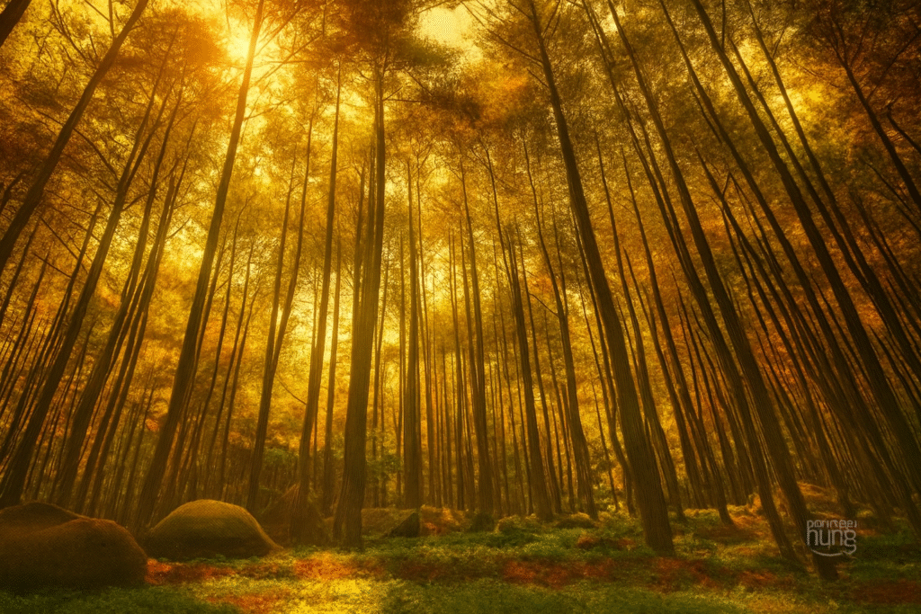 peserta outing kantor di alam terbuka