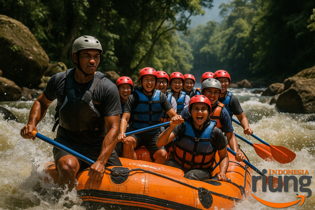 Aktivitas tim memecahkan tantangan di area outdoor