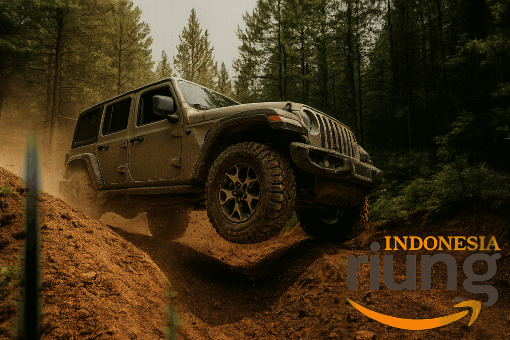 Spot foto Telaga Saat dengan jeep offroad peserta